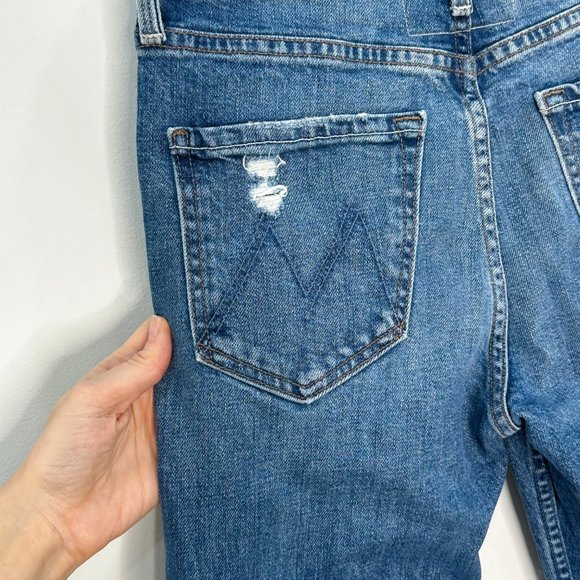 Mother The Tomcat Playing with Scissors Straight Leg Crop Distressed Jeans Sz 25 - Picture 12 of 16